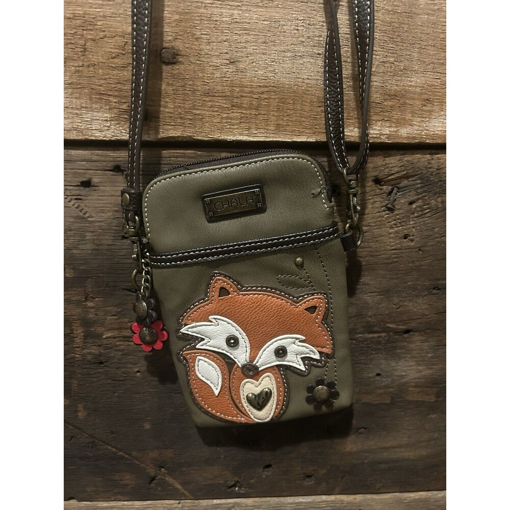 Chala Crossbody Purse Cell Phone Bag Fox Pattern Adjustable Strap Zip Closure